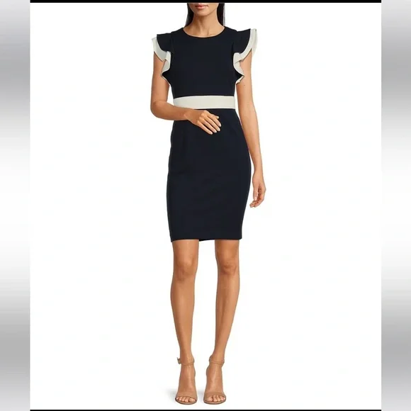 tommy hilfiger fitted dress NWT Tommy Hilfiger Women's Classic Blue Faux Pocket Shift Dress Size 10